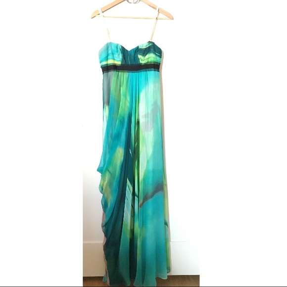 ✨BCBGMaxazria✨Watercolor Chiffon Strapless Gown - Picture 2 of 4